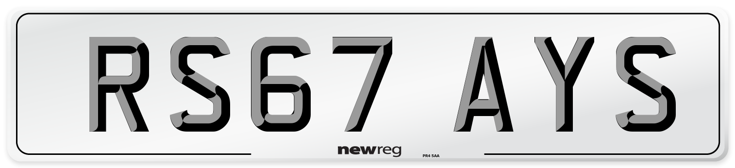 RS67 AYS Number Plate from New Reg